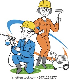 This is an illustration of a duo of painters.