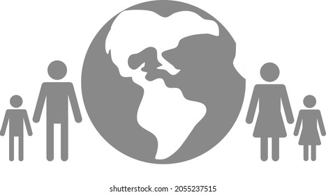 Esta es una ilustración de la tierra y su población.
