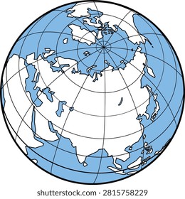 This is an illustration of the Earth viewed from the perspective of the North Pole.