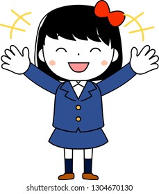This is an illustration of emotional expressions of bob cut female students.