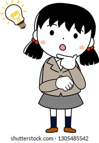 This is an illustration of emotional expressions of pig tails female students.