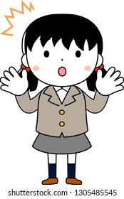 This is an illustration of emotional expressions of pig tails female students.