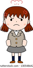 This is an illustration of emotional expressions of pig tails female students.