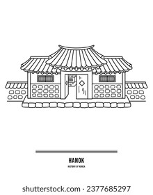 This illustration is the entrance of a traditional Korean tile-roofed house.