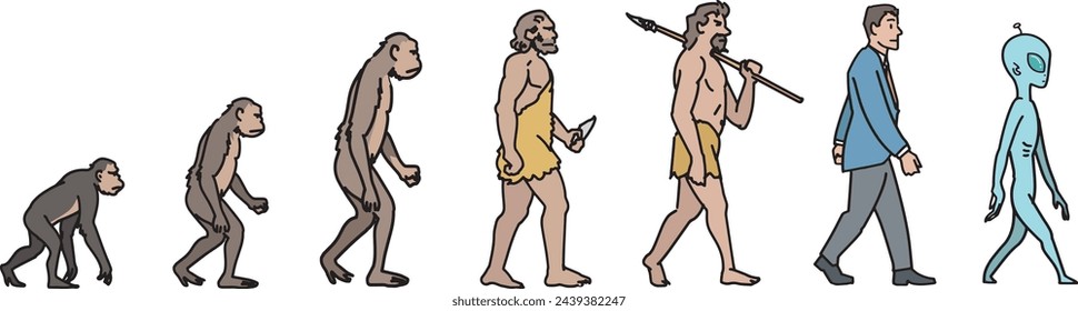 This is an illustration of the evolutionary process of humankind. svg