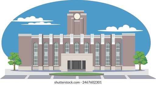 This is an illustration of the exterior of Kyoto University.