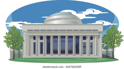 This is an illustration of the exterior of Massachusetts Institute of Technology.