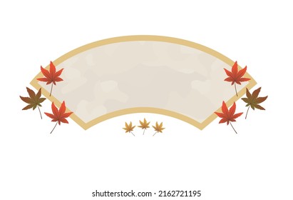 This illustration is a fan-shaped illustration frame of fallen leaves with an autumn leaf motif.