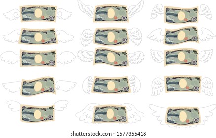 This is a illustration of Feathered Deformed Japan's 1000 yen note 