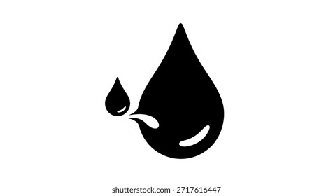 Diese Illustration zeigt ein schwarzes Wassertröpfchen im minimalistischen Stil, das Themen wie Reinheit, Sauberkeit und Frische vermittelt. Seine einfache, aber wirkungsvolle Gestaltung macht es geeignet für verschiedene