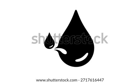 This illustration features a black water droplet in a minimalist style, conveying themes of purity, cleanliness, and freshness. Its simple yet impactful design makes it suitable for various