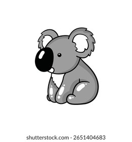 This illustration features a charming koala character in a simple cartoon style. The cute design is perfect for children's materials, decor, or merchandise.