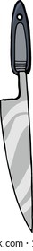 This illustration features a chrome chef's kitchen knife.