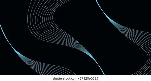 Esta ilustração apresenta linhas de néon fluindo emitindo um brilho suave e cativante contra um fundo escuro. O design abstrato cria uma sensação de movimento e energia
