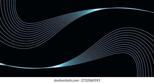 Esta ilustração apresenta linhas de néon fluindo emitindo um brilho suave e cativante contra um fundo escuro. O design abstrato cria uma sensação de movimento e energia