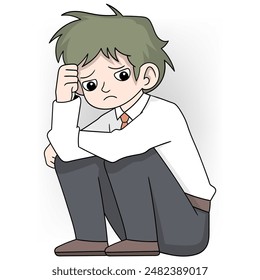 This illustration features a sad cartoon character sitting in a hunched position, expressing feelings of disappointment and sadness.