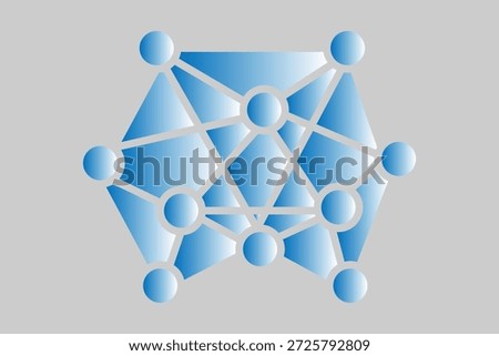 This illustration features a similar geometric network, but with a more symmetrical and structured arrangement than the previous image.