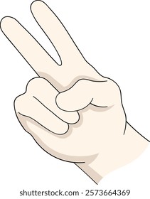 This illustration features a simple and clean depiction of a hand making a two finger gesture, symbolizing the number two