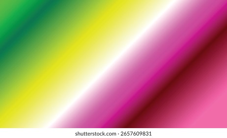 This illustration features a smooth diagonal gradient blending green, yellow, white, and shades of pink. The soft transitions and vivid colors create a dreamy, abstract atmosphere