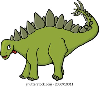 Esta ilustración presenta un estegosaurio con corbata de arco.
