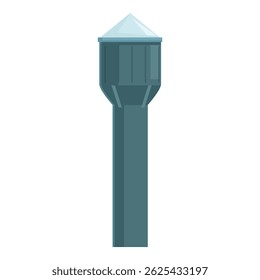 Esta ilustração apresenta uma torre de água alta fornecendo água para a comunidade