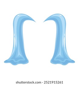 This illustration features two cartoon waterfalls flowing downwards, creating a sense of motion and energy