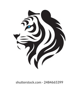 This illustration features a White Tiger with blue eyes.
