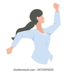 This is an illustration of a female business person jumping vigorously.