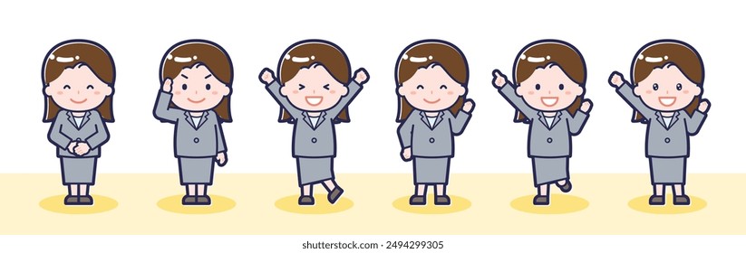 This is an illustration of a female pose set.