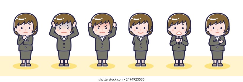 This is an illustration of a female pose set.