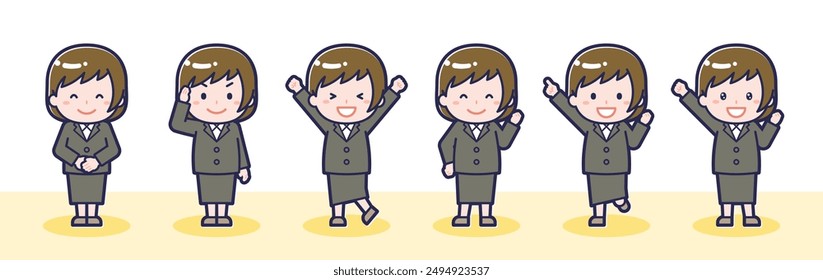 This is an illustration of a female pose set.