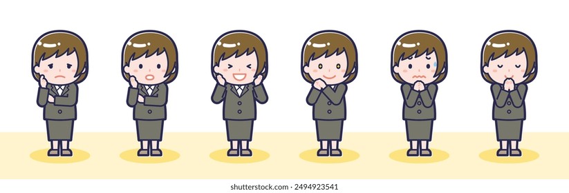 This is an illustration of a female pose set.
