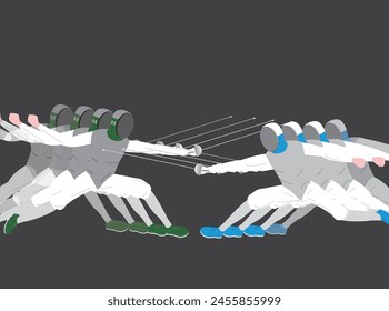 This is an illustration of a fencing match.