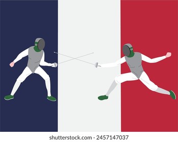 This is an illustration of a fencing match.