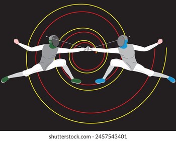 This is an illustration of a fencing match.