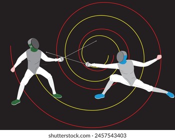 This is an illustration of a fencing match.