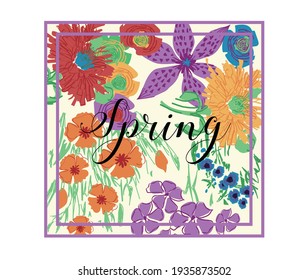 This is an illustration file patterned with spring flowers.