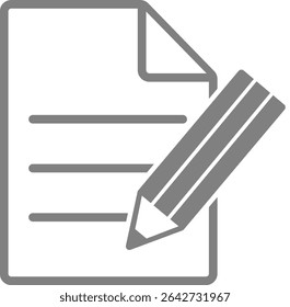 This is an illustration of the filling out icon (pen and document mark).