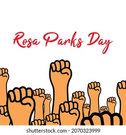 This is an illustration of a fist raised up as a form of support for Rosa Parks Day