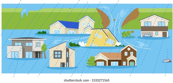 This is an illustration of a flooded house.