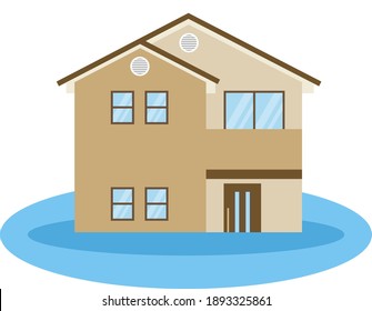 This is an illustration of a flooded house.
