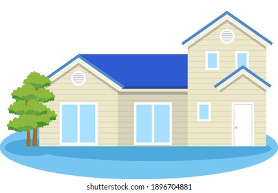 This is an illustration of a flooded house.