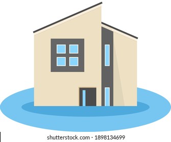 This is an illustration of a flooded house.