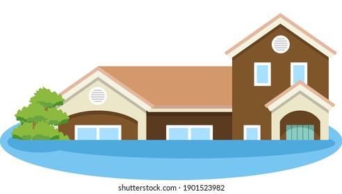 This is an illustration of a flooded house.