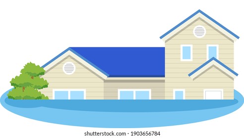 Esta es una ilustración de una casa inundada.