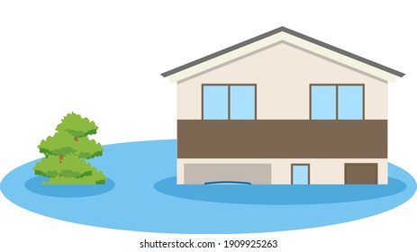This is an illustration of a flooded house.