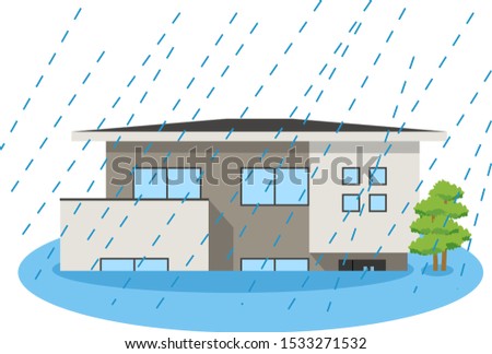 This is an illustration of a flooded house.