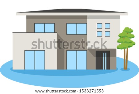This is an illustration of a flooded house.