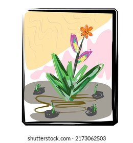 This is an illustration of a flower in a frame.