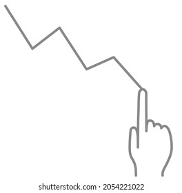 This is an illustration of following a graph with a finger.